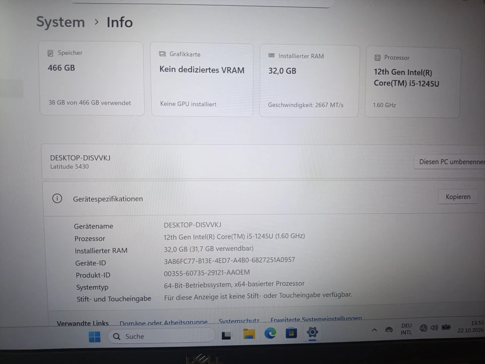 Dell Latitude 5430 · i5-1245U · 32GB · 500GB, Foto 3 von 5