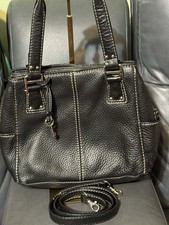 Fossil Blackburn Black Pebble Leather Handbag Purse