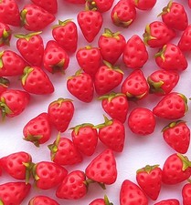 100 Dollhouse Miniature Strawberries Doll Mini Food Clay Handmade Fruit