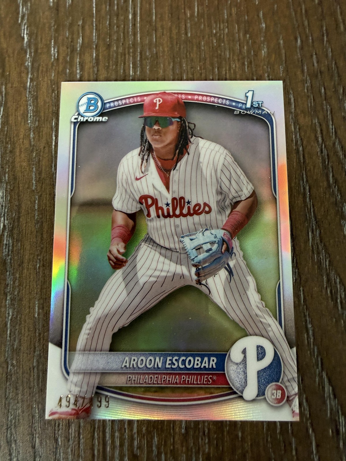 2025 Bowman #BCP-65 Aroon Escobar Chrome Prospects Refractor #/499