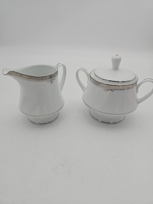 Mint Noritake Buckingham Platinum Creamer And Sugar Bowl Vintage  Never Used