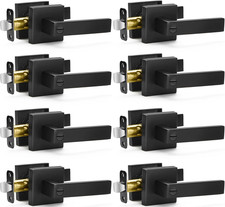8 Pack Matte Black Door Handles Privacy Door Levers, Keyless Interior Door Knobs