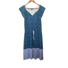 Market & Spruce Dress Elastic Waist, V-neck, Blue Steel - Size S