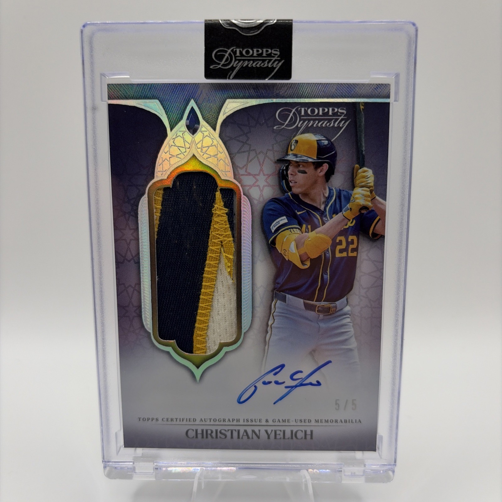 CHRISTIAN YELICH 2025 TOPPS DYNASTY PATCH AUTO 5/5 #DAPB-CY3 BREWERS view 1