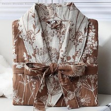 Spring Autumn Cotton Robe Night Wear Couple Printed Sleepwear Bathrobe Kimono Go