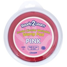 READY 2 LEARN Jumbo Circular Washable Stamp Pad - Pink - 5.75" dia. -...