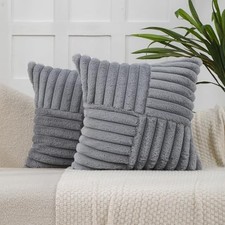 Couch Decorative Throw Pillow Covers 18x18 Set of 2 18" x 18" Pack of 2 Gray