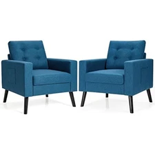 Set of 2 modern accent chair, mid-century upholstered armchair club ch