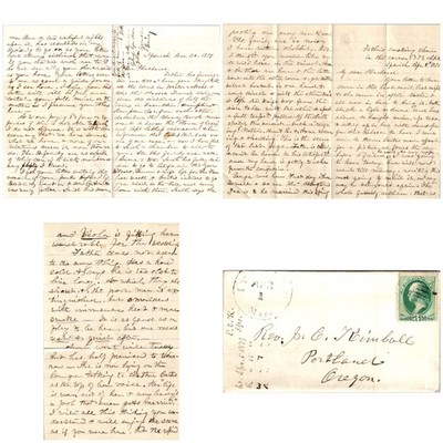 1891 MS Letter Ipswich MA to Portland OR Rev Kimball Postal Env