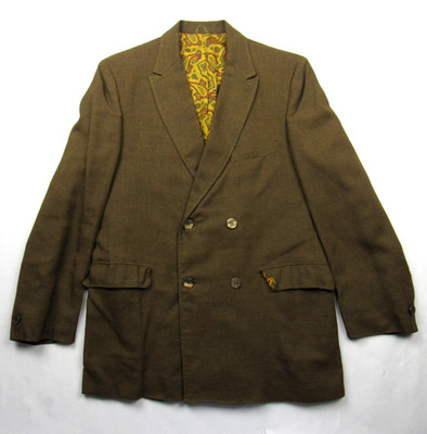 Vtg 1960s Double Breasted Mod Blazer 36S Rayon & Wool ? Hollywood VLV Paisley