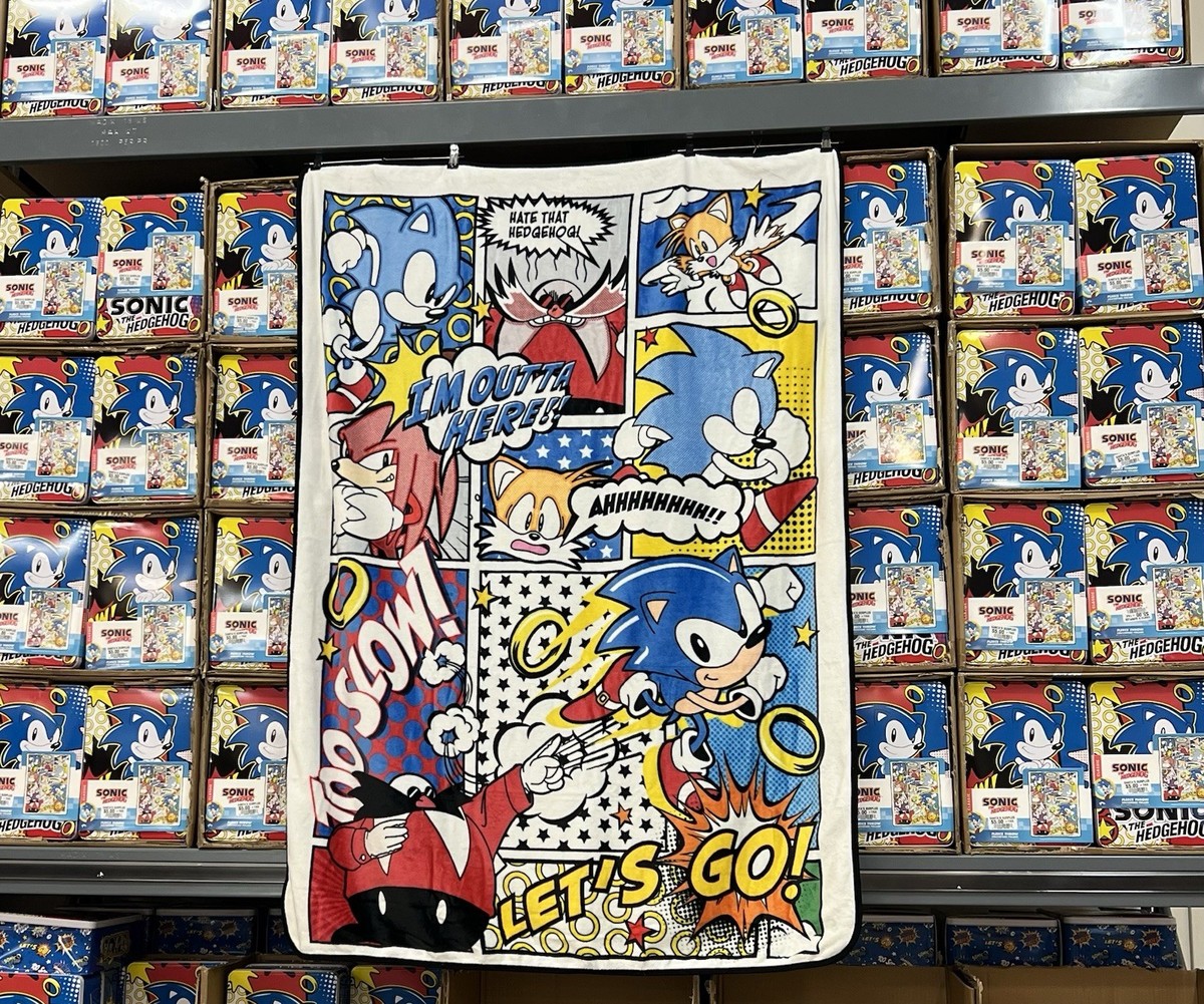 Sonic The Hedgehog Throw Blanket Knuckles Tails and Sonic Fleece