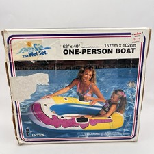 Vintage Retro 1990 The Wet Set Intex One Person Inflatable Boat 62" x 40" NEW OB
