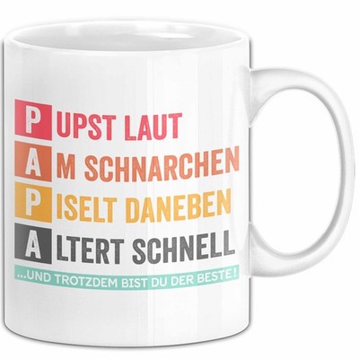 Papa Vatertag Tasse Geschenk Lustige Geschenkidee Spruch Pupst Laut Am Schnarche