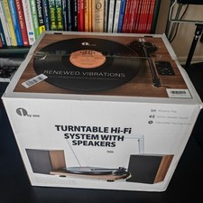 1 BY ONE Bluetooth Turntable Hi-Fi System with 36 Watt Bookshelf Speakers