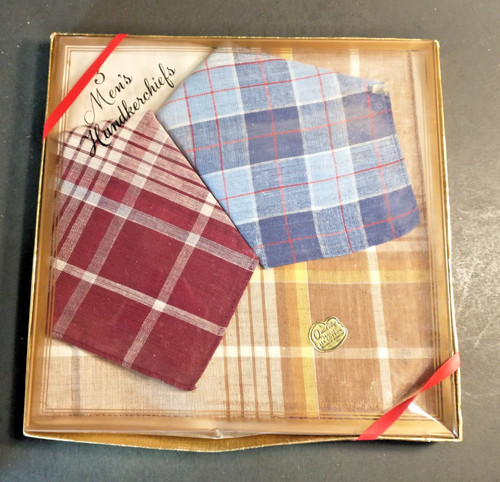 Men's vintage plaid handkerchief set of 3