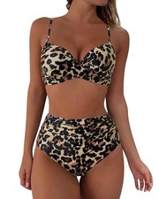 High Waisted Bikini Set Push Up Tummy Control Padded 2 Piece – Black
