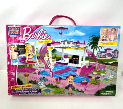 Mega Bloks 80228 Barbie Build  N Style Pool Party 159 Pieces NEW Sealed (2013)