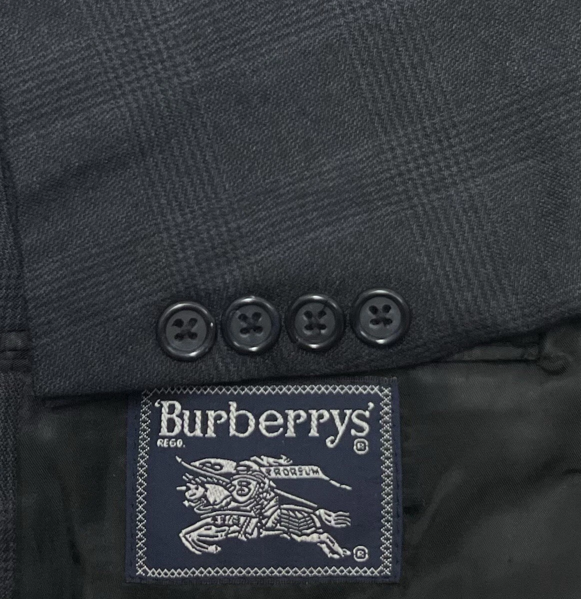 Giacca blazer tuta Burberrys uomo 41R grigio antracite a quadri 2 bottoni vintage