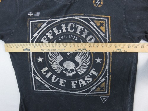 Affliction Shirt Black Live Fast Skull Y2K Gothic USA Vintage Mens M - Imagen 9 de 9
