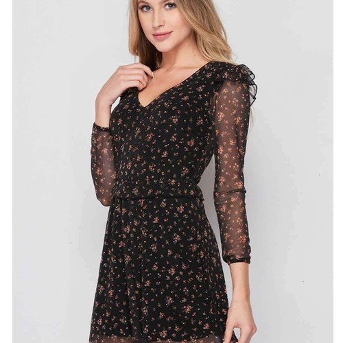 Brand new 3/4th sheer sleeve floral mini dress in women's Large