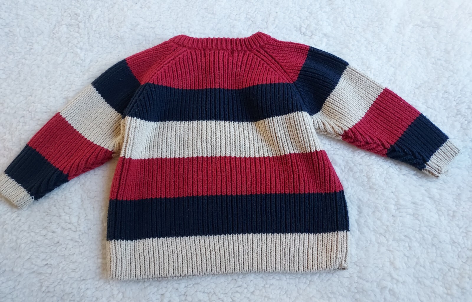 The Children's Place 69 12 mo Red Blue Striped Christmas Sweater
