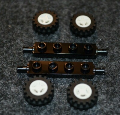 Small Lego Rim Alxe Rim Tires ~ 4 small Car/Truck Tires with White Rims and 1x4 Axle Plate ...