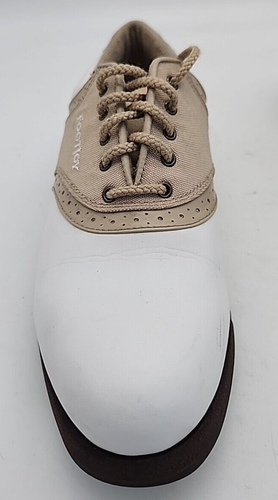 Scarpe da golf FootJoy GreenJoy da donna taglia USA 6,5 M bianco marrone sella 48746 - Foto 5 di 13