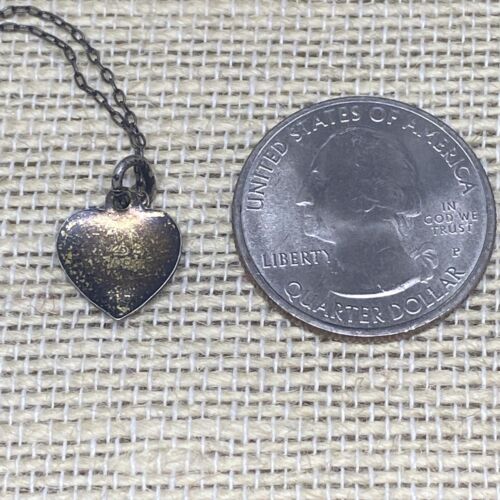 Antique OPRO Sterling Silver Pendant 925 Blue Enamel Heart Necklace 22” Chain - Picture 3 of 7