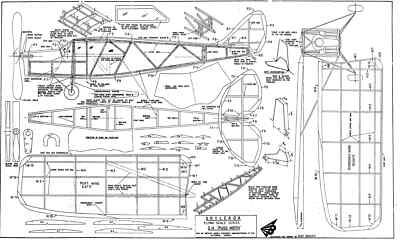 Skyleada D.H. PUSS MOTH Plan Set Freiflug Gummi Modell 25'' Spannweite