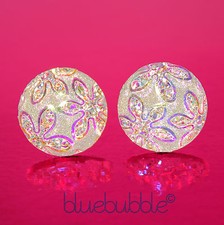 FUNKY 14mm CRYSTAL STYLE GLITTER EARRINGS WEDDING BRIDE BRIDESMAID PROM VTG GIFT