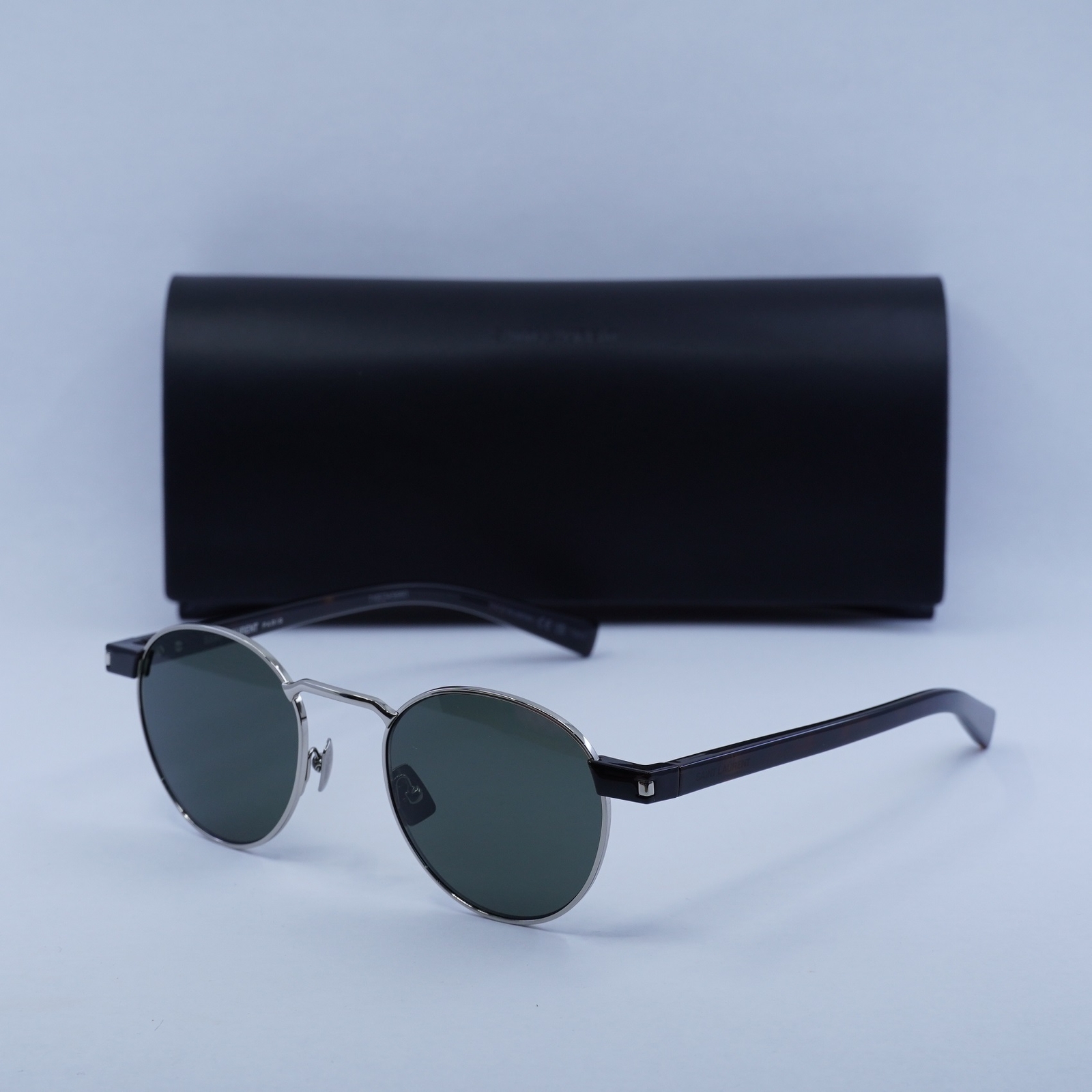 Occhiali da sole SAINT LAURENT SL707 001 argento e avana grigio 49 21 145 nuovi autentici...