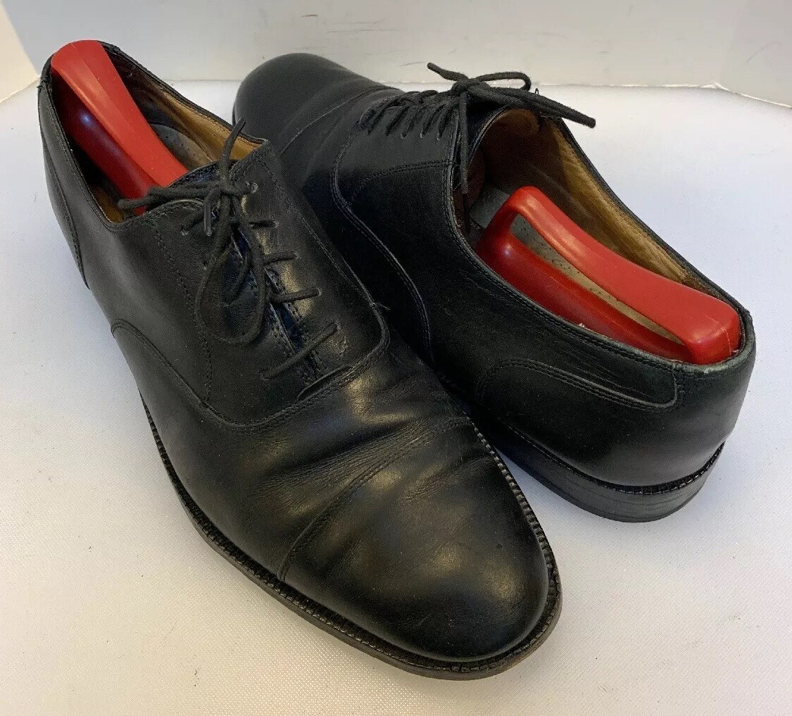 Cole Haan Men 9 D Cap Toe Oxfords Black Leather Shoes Italy 