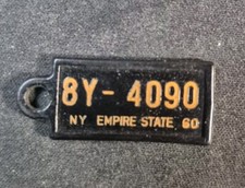 1960 New York Mini License Plate Tag Key Chain Disabled American Veterans DAV