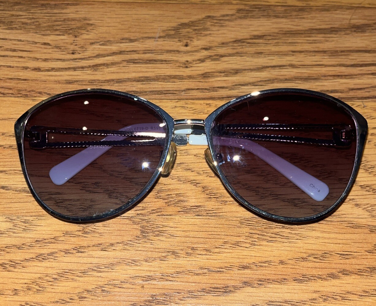 Rocawear Aviator Sunglasses White Silver Frame Purple Gradient Lenses *Read*-image