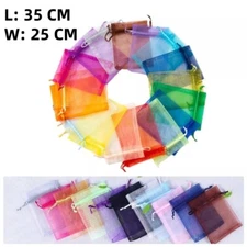 50 Pcs Mix 9.8''X13.7'' Drawstring Sheer Organza Gift Jewelry Candy Bags