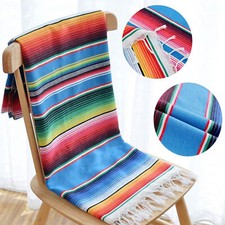 Large Cotton Mexican Serape Blanket Tablecloth Throw Yoga Picnic Rug Party Decor