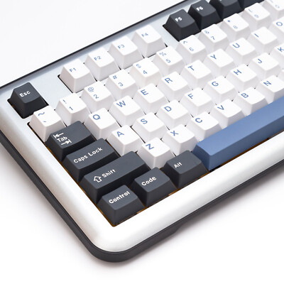 173 Key Arctic Keycap Set Black White Blue Doubleshot PBT Keycap 