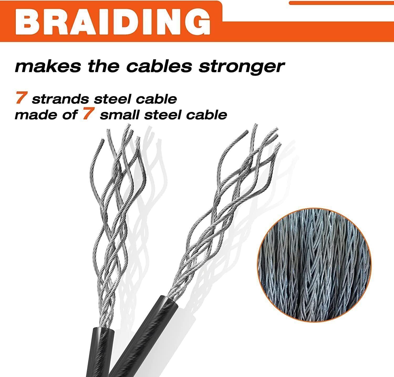 ValueMax Bike Lock Cable Disk Lock 7FT Braided Steel Cable PVC Double