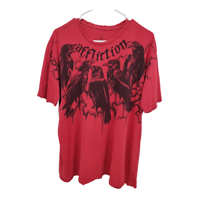 T-shirt Affliction Haunted Mound Sematary Crows Red Size L Well
