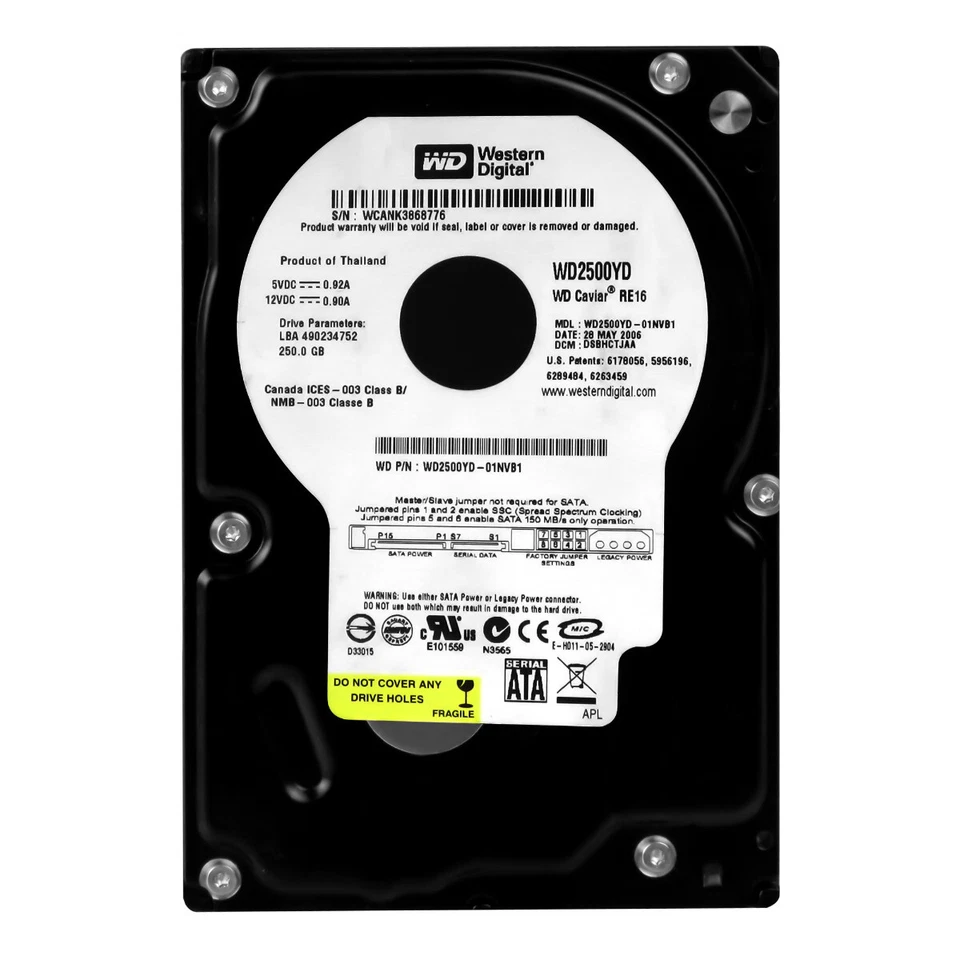 Disco Rigido WD Caviale RE16 WD2500YD 250GB SATA II 7.2K 16MB 3.5'' - Immagine 3 di 3