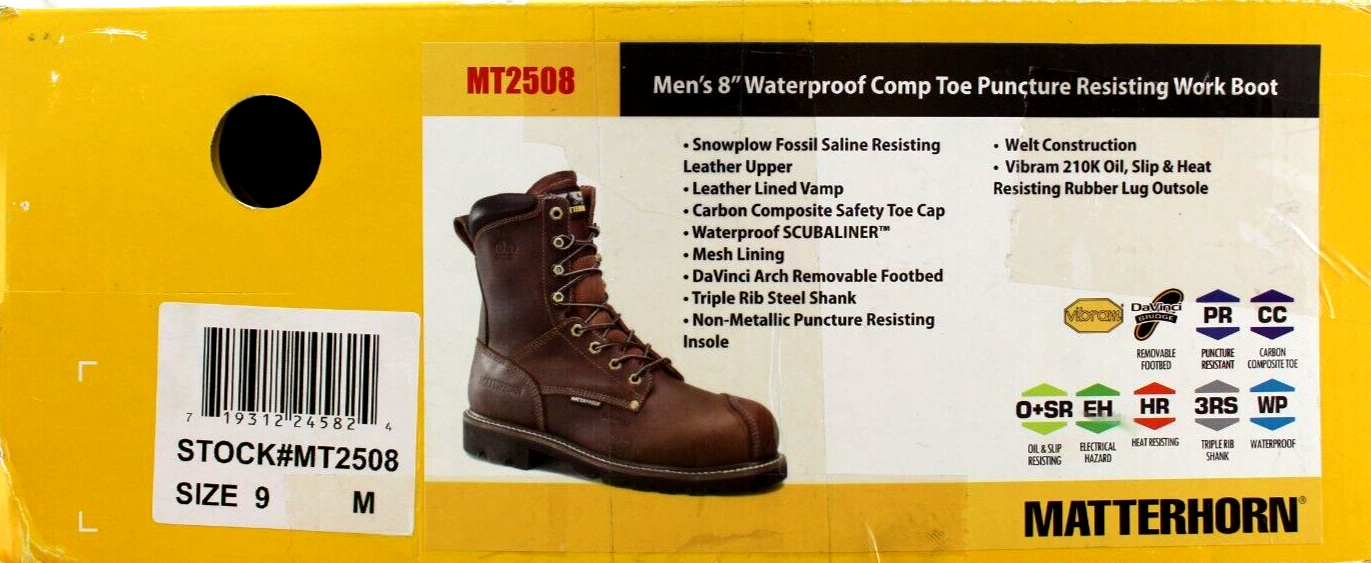 MATTERHORN Linesman Logger Size 9 Safety Toe Waterproof Men Work Boots ...