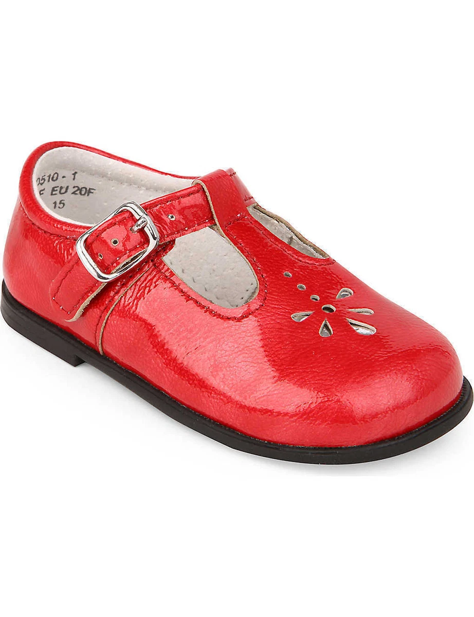 Start Rite Childrens Toddlers Girls Leather Bubble 2 T Bar Shoes Red Patent