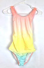 Lucky Brand, Youth Girl  s One Piece Swimsuit, Size XL, Yellow, Blue, Pink