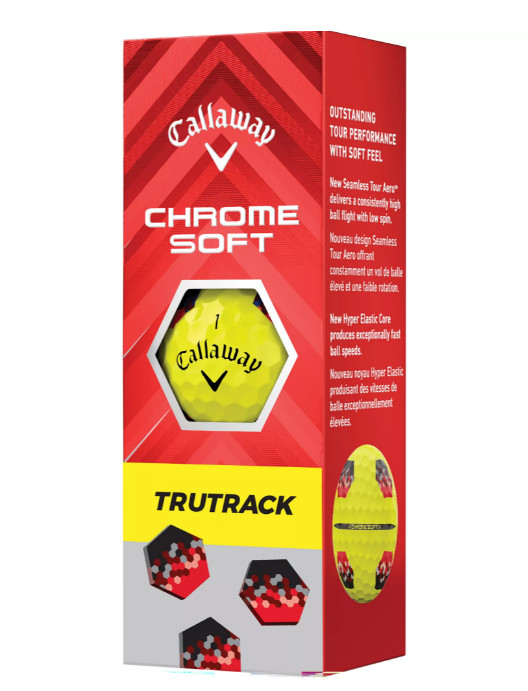 Callaway 2024 Chrome Soft TruTrack Yellow Golf Balls 3 Balls Sleeve