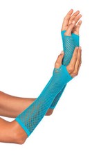 Leg Avenue Triangle Net Fingerless Gloves Blue
