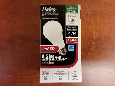 Halco ProLED 80973 Solid State Lighting A19, 9.5W 800 lumens