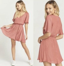 Show Me Your MuMu Anastasia Dress Size XS Sangria Pink Mini Flouncy Belted