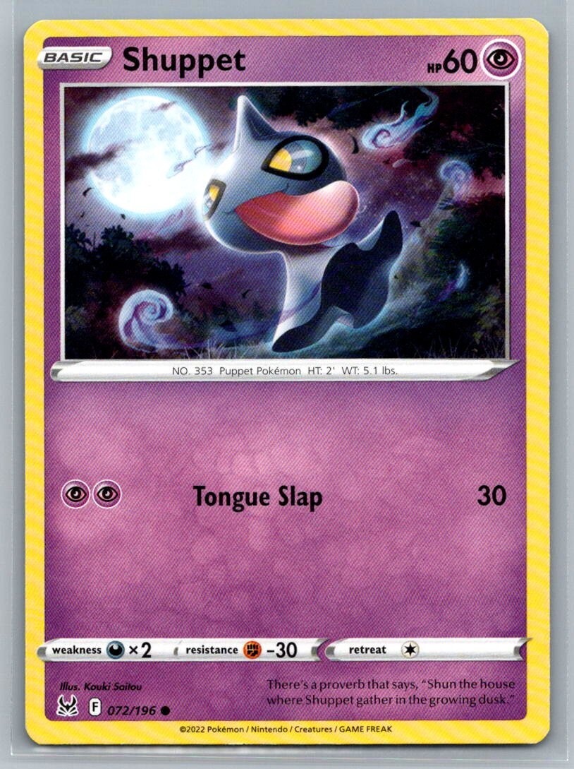 Shuppet 72/196 Lost Origin Common Pokémon TCG 2022