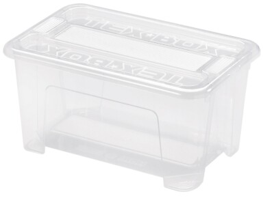 5 x HEIDRUN Tex-Box mit Deckel+Klickverschluss- 4,5 Liter -28x18,5x14cm- transp.