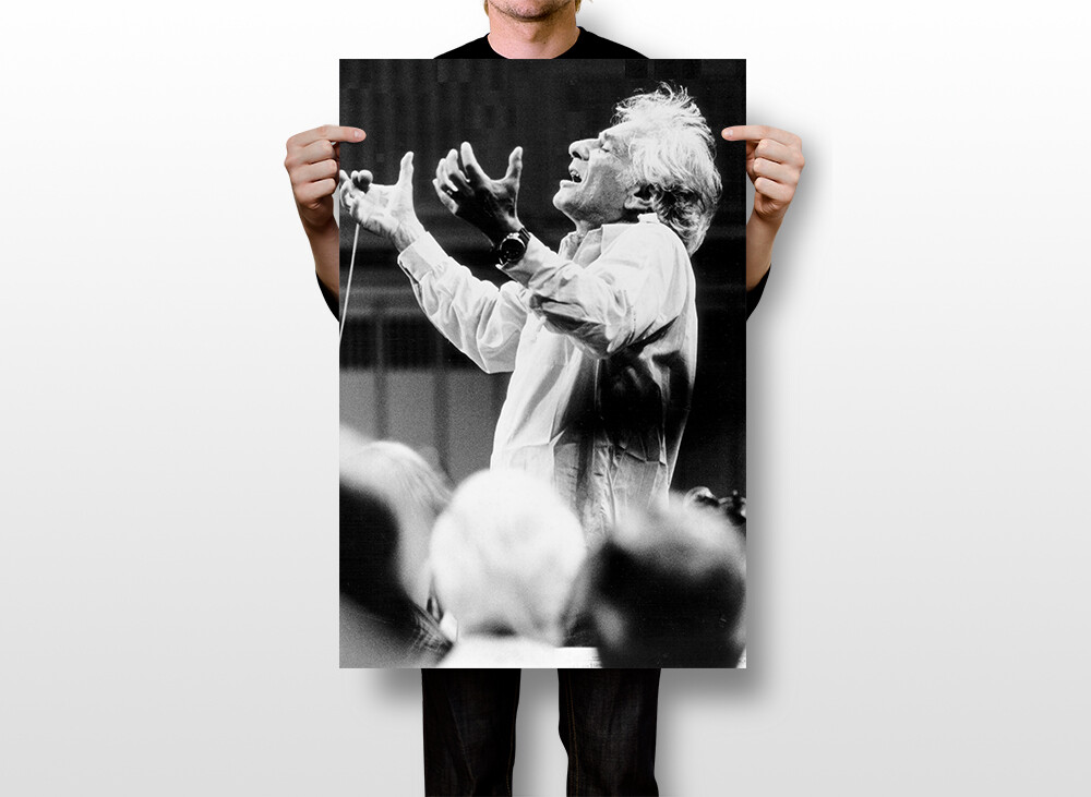 Leonard Bernstein Leading Orchestra Print Wall Art Home Decor